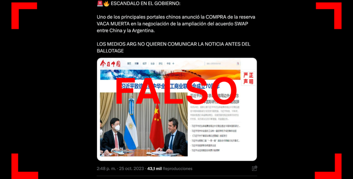 No, esta supuesta noticia de un portal de China no anuncia la venta de Vaca Muerta