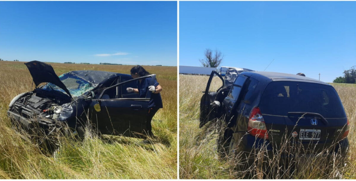 Tras un despiste y vuelco en ruta 63 una mujer herida fue trasladada a Dolores